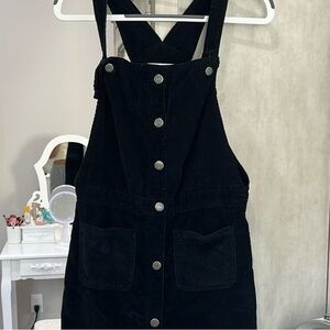 thin corduroy black overall dress